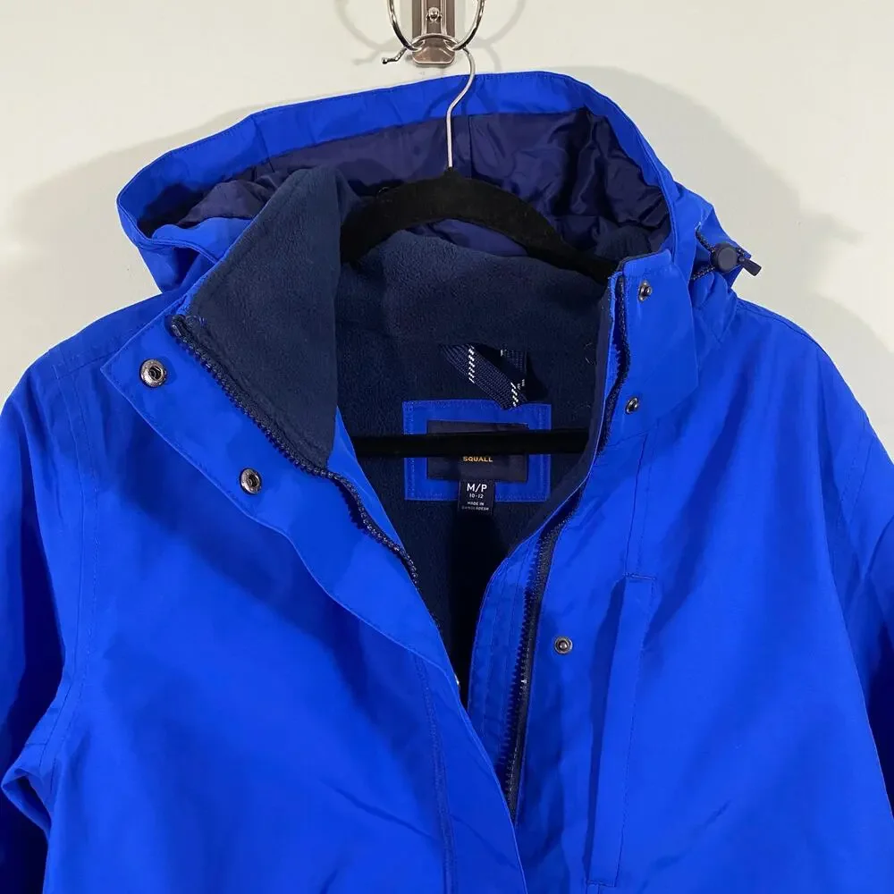 Lands' End Youth Blue Fleece Lined Nylon Squall Jacket Size M (10-12)